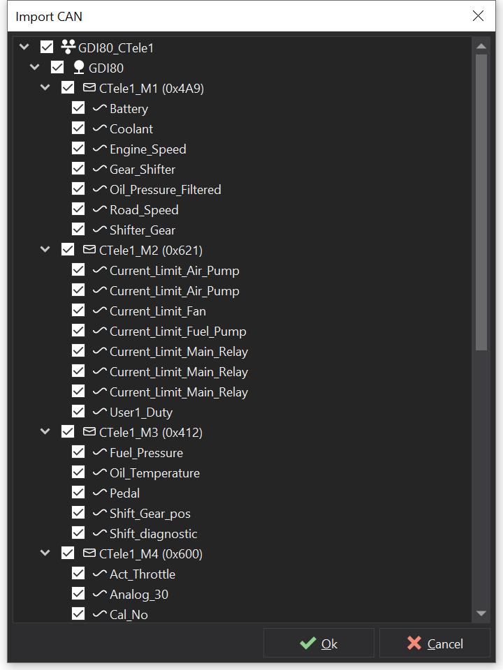 DBC Import Dialog