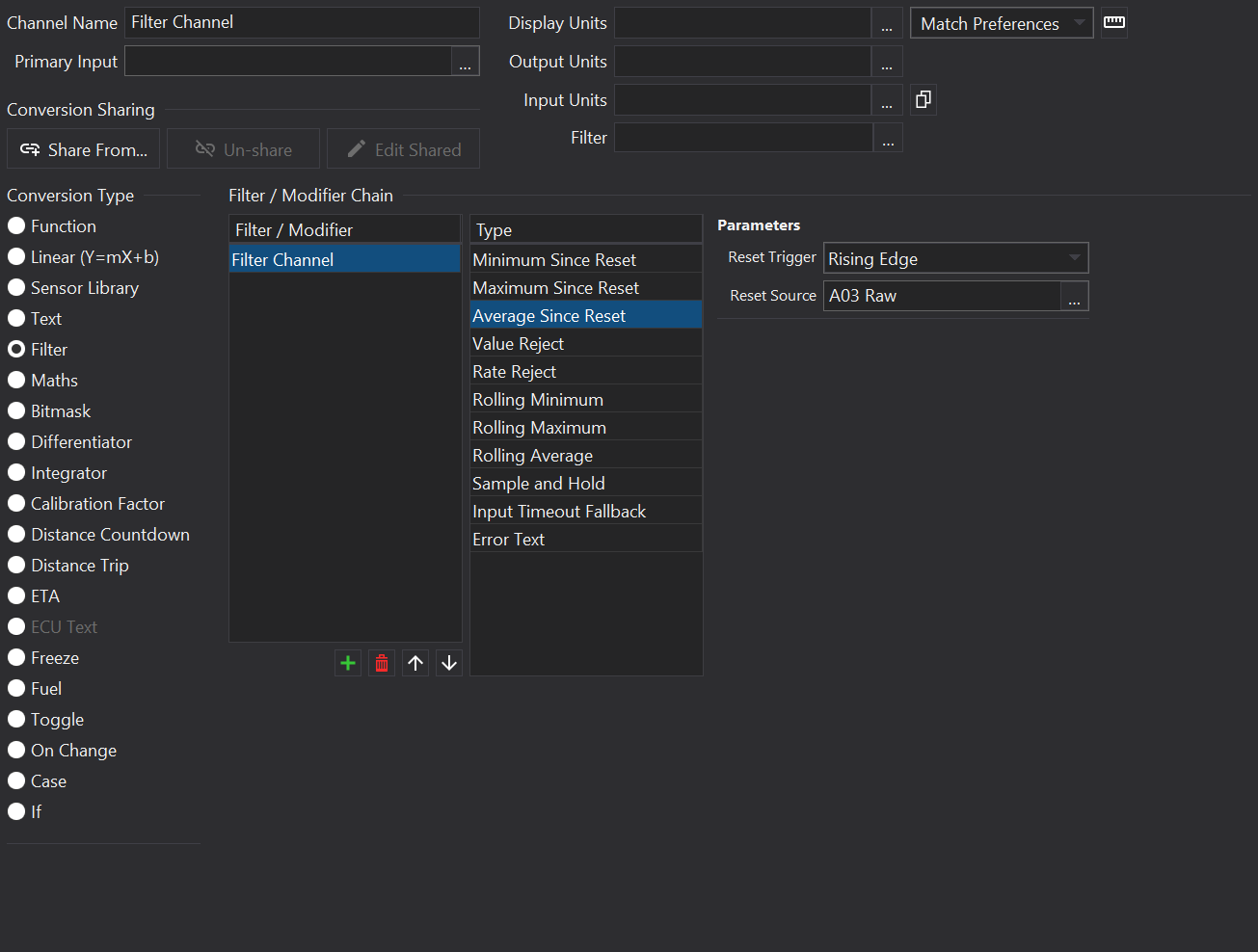 Filter Channel Editor