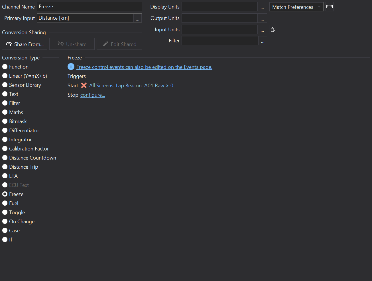 Freeze Channel Editor