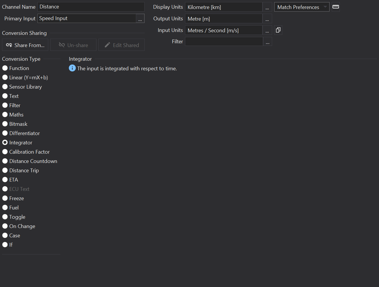 Integrator Channel Editor