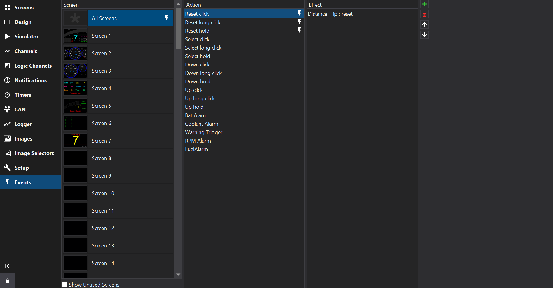 Events Tab