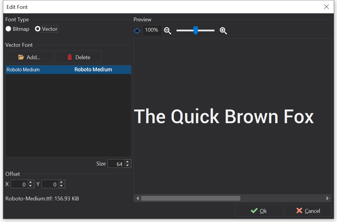 Vector Font Dialog