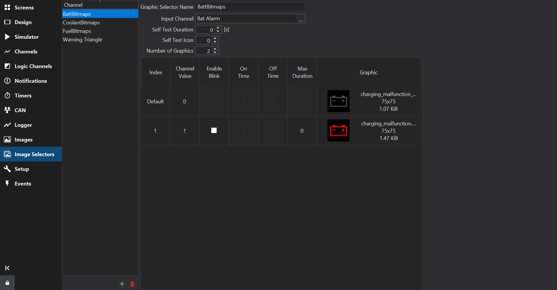 Image Selectors Tab