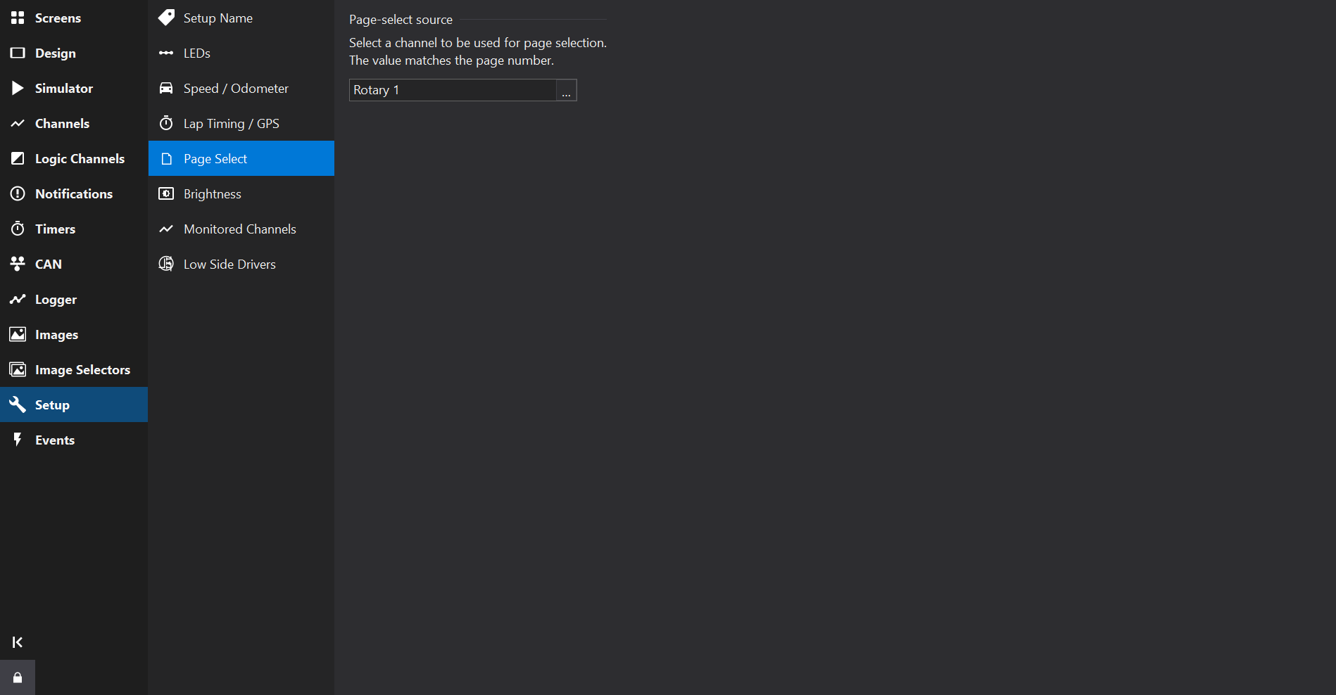 Page Select Setup
