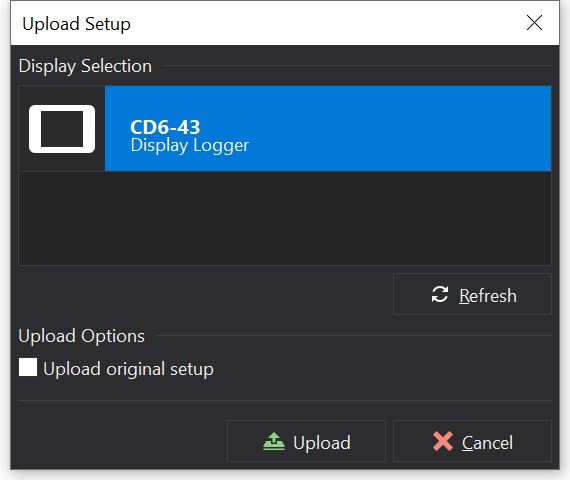 Upload Setup Dialog