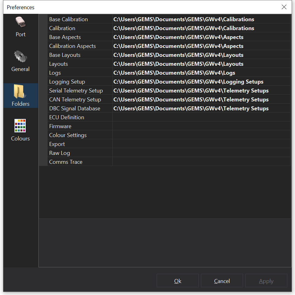 Default Folders View
