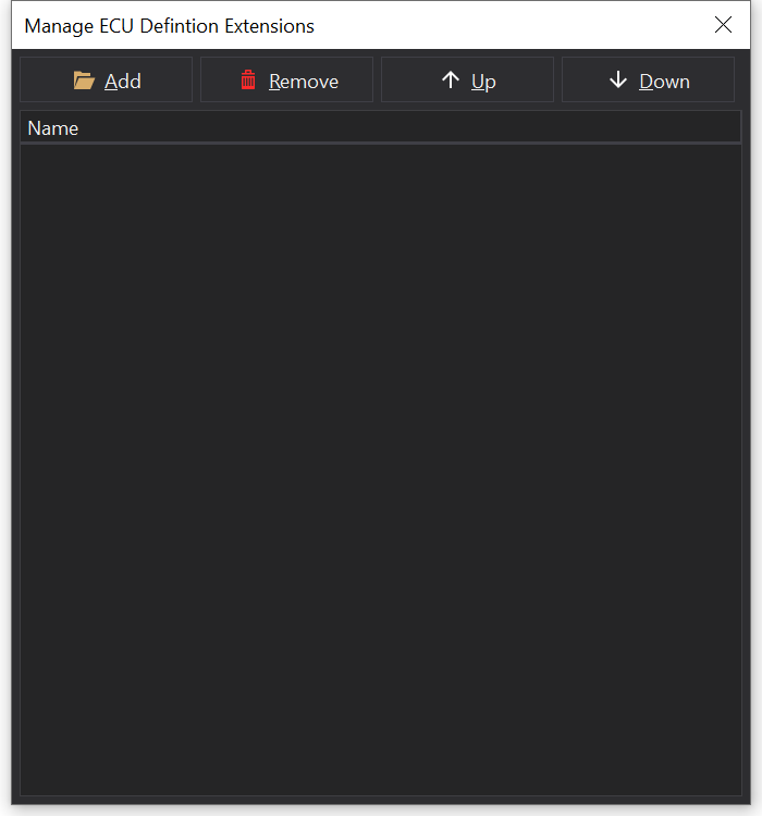 ECU Definition Extensions Manager