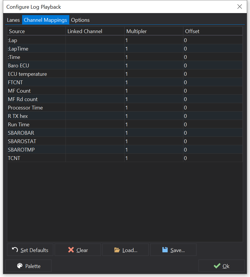 Log Playback Channel Mappings
