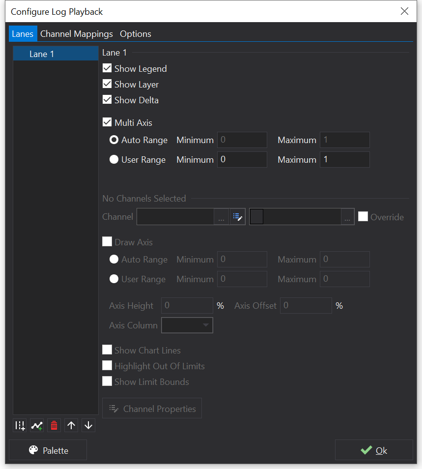 Log Playback Configure Window