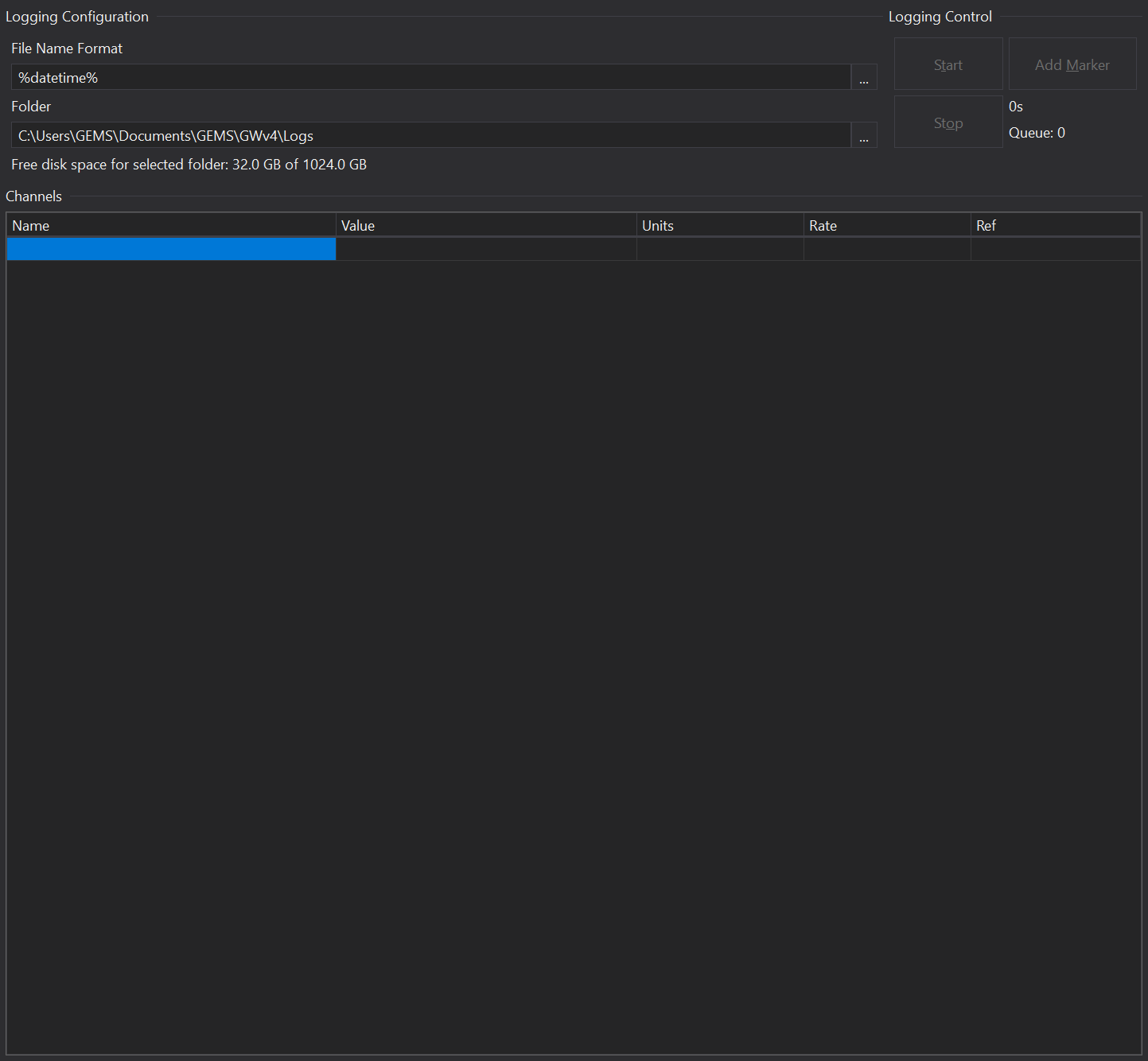 PC Logging Tab