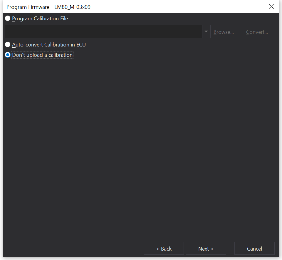 Program Firmware Load Calibration