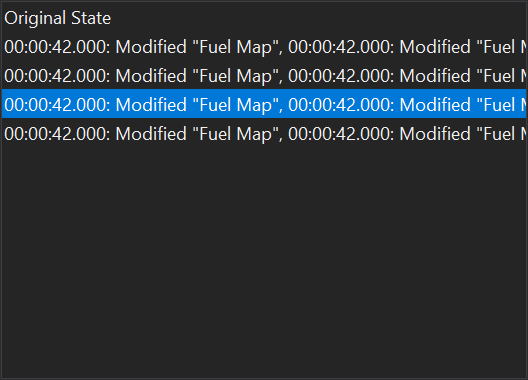 View calibration changes in Undo History