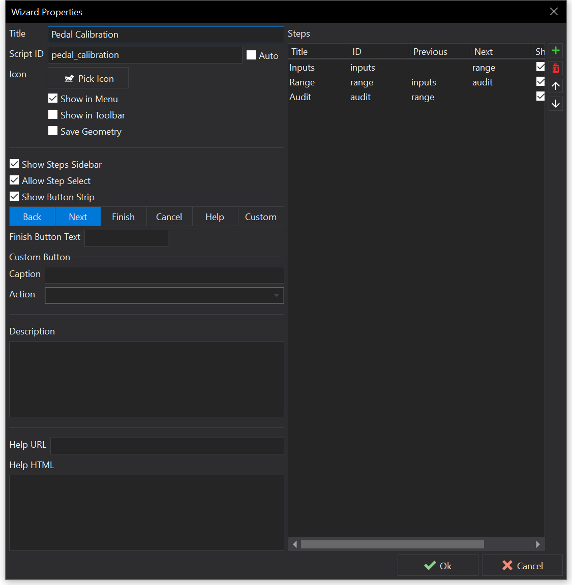 Wizard Configuration Dialog
